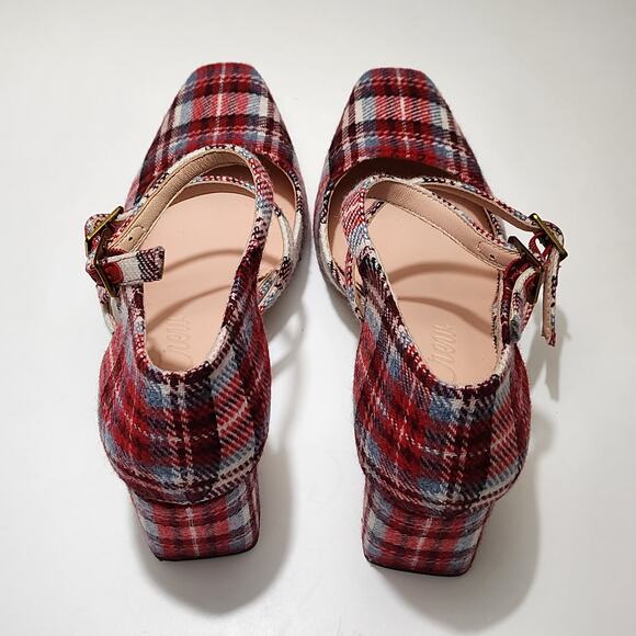 J. Crew Red Plaid Heels - Picture 9 of 13